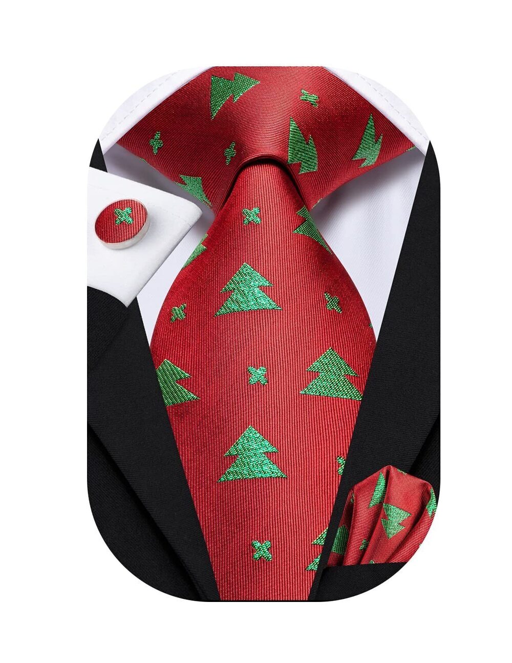 2688 Red Green Christmas Ties Set Silk 3PCS Christmas Tie Holiday Necktie